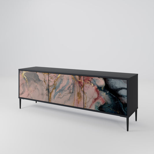 Mobile TV a 3 ante GILDED SWIRLS in finitura nera