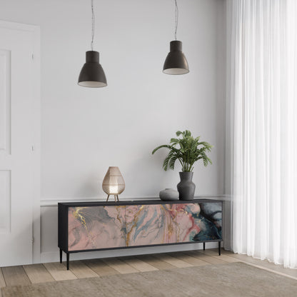 Mobile TV a 3 ante GILDED SWIRLS in finitura nera