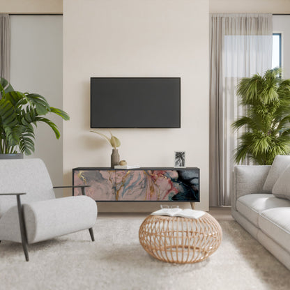 Mobile TV a 3 ante GILDED SWIRLS in finitura nera