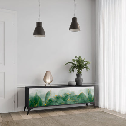 Mobile TV EXPENSIVE NATURE a 3 ante con finitura nera
