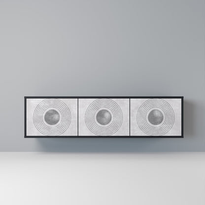 Mobile TV SOLID CIRCLES a 3 ante con finitura nera