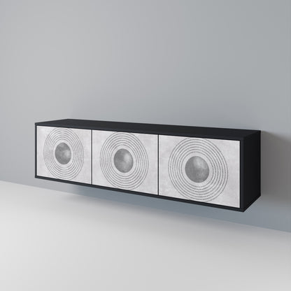 Mobile TV SOLID CIRCLES a 3 ante con finitura nera