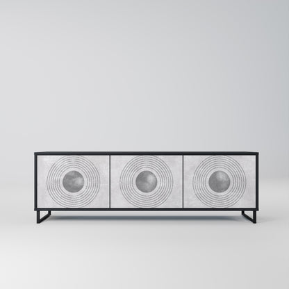 Mobile TV SOLID CIRCLES a 3 ante con finitura nera