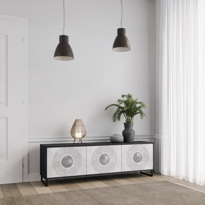 Mobile TV SOLID CIRCLES a 3 ante con finitura nera