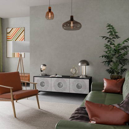 Mobile TV SOLID CIRCLES a 3 ante con finitura nera