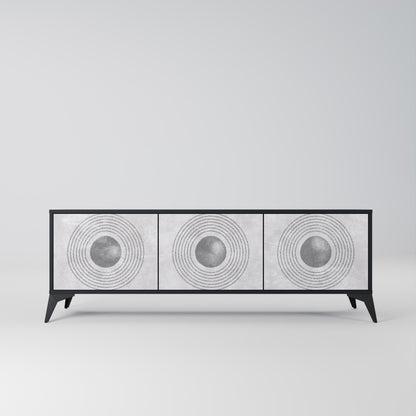 Mobile TV SOLID CIRCLES a 3 ante con finitura nera