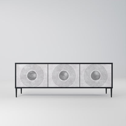 Mobile TV SOLID CIRCLES a 3 ante con finitura nera