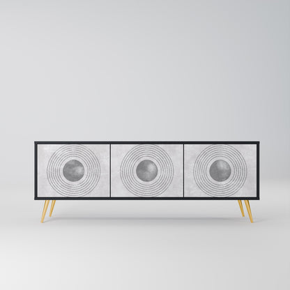 Mobile TV SOLID CIRCLES a 3 ante con finitura nera