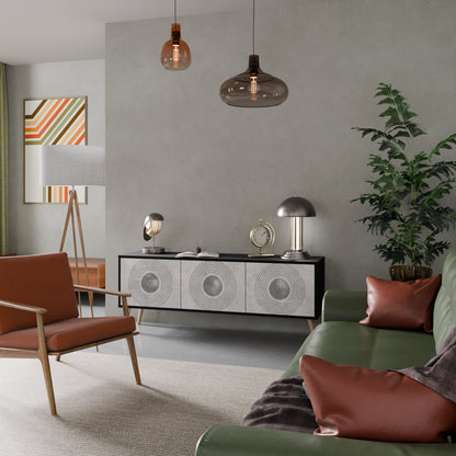Mobile TV SOLID CIRCLES a 3 ante con finitura nera