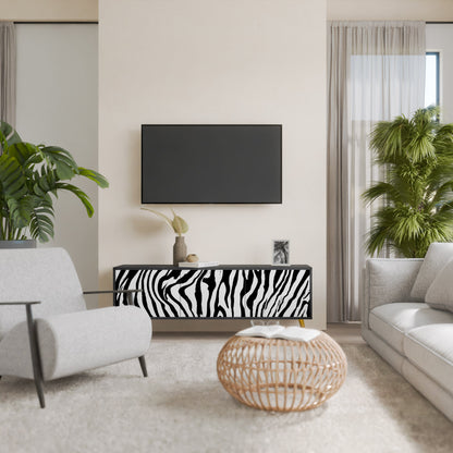 Mobile TV SPLENDID ZEBRA a 3 ante in finitura nera