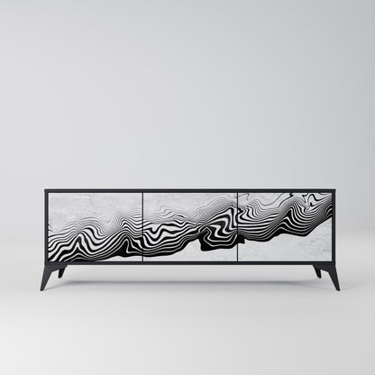 Mobile TV MONOCHROME MIRAGE a 3 ante in finitura nera
