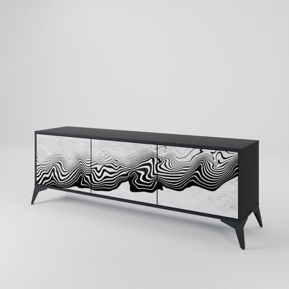 Mobile TV MONOCHROME MIRAGE a 3 ante in finitura nera