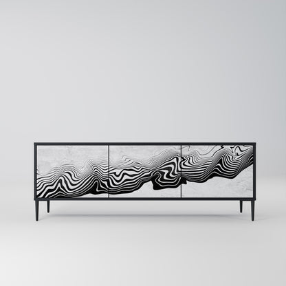 Mobile TV MONOCHROME MIRAGE a 3 ante in finitura nera