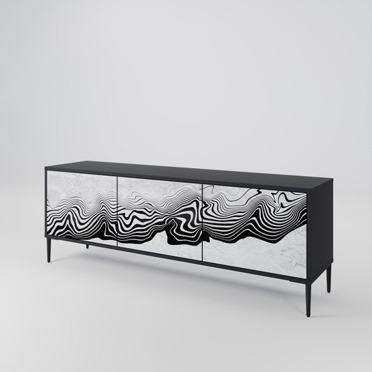 Mobile TV MONOCHROME MIRAGE a 3 ante in finitura nera