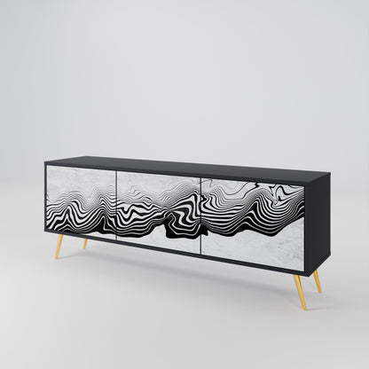 Mobile TV MONOCHROME MIRAGE a 3 ante in finitura nera
