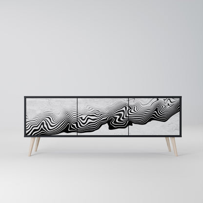 Mobile TV MONOCHROME MIRAGE a 3 ante in finitura nera