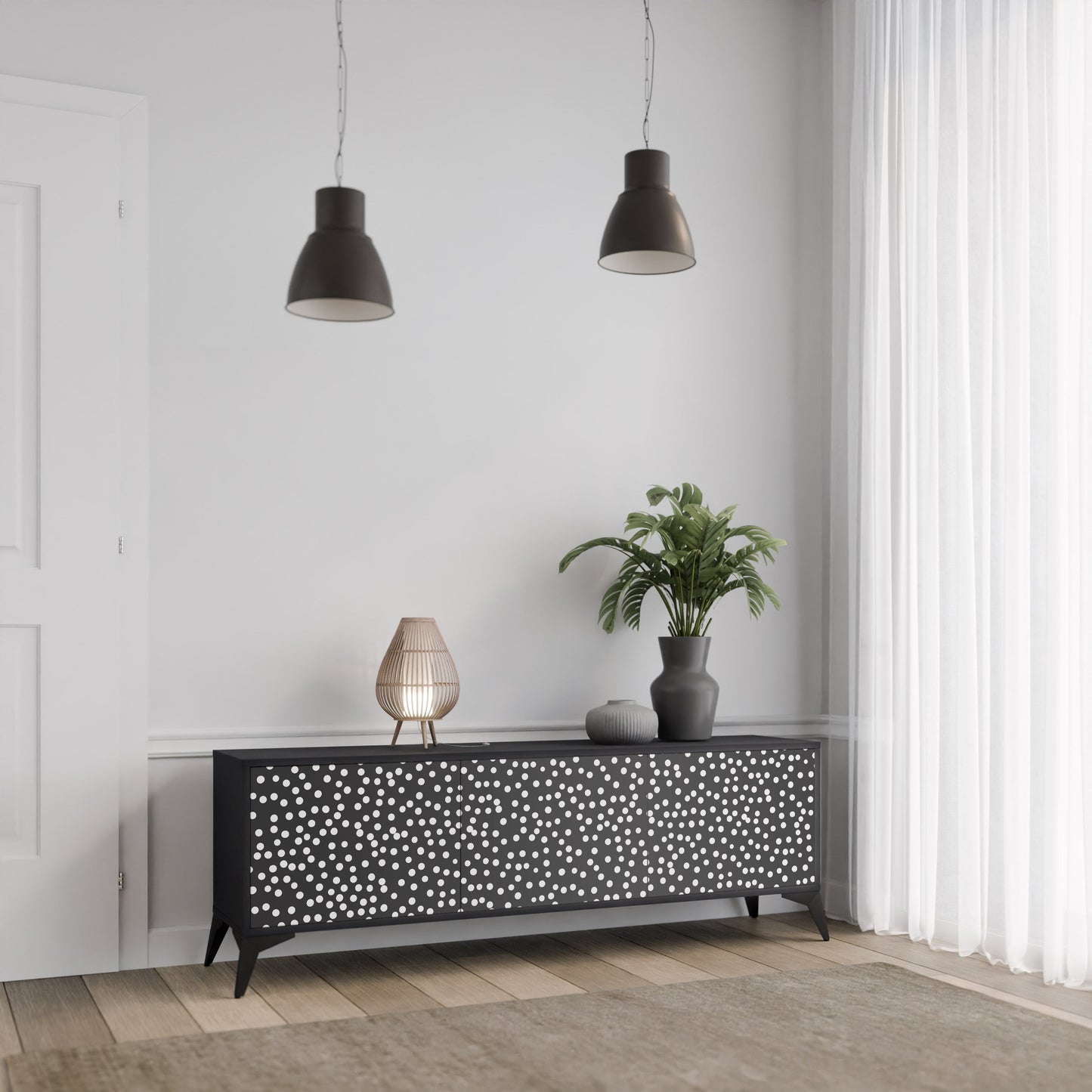 Mobile TV BLINDING LIGHTS a 3 ante con finitura nera