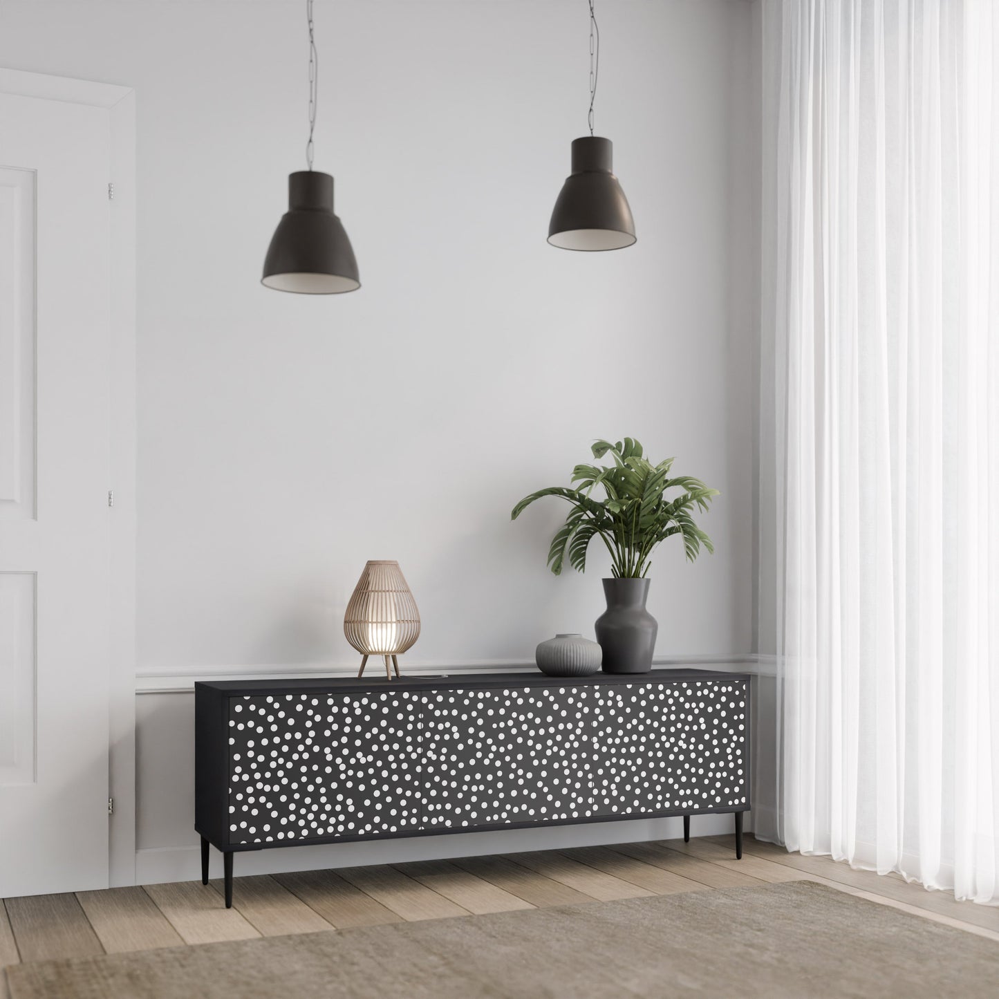 Mobile TV BLINDING LIGHTS a 3 ante con finitura nera