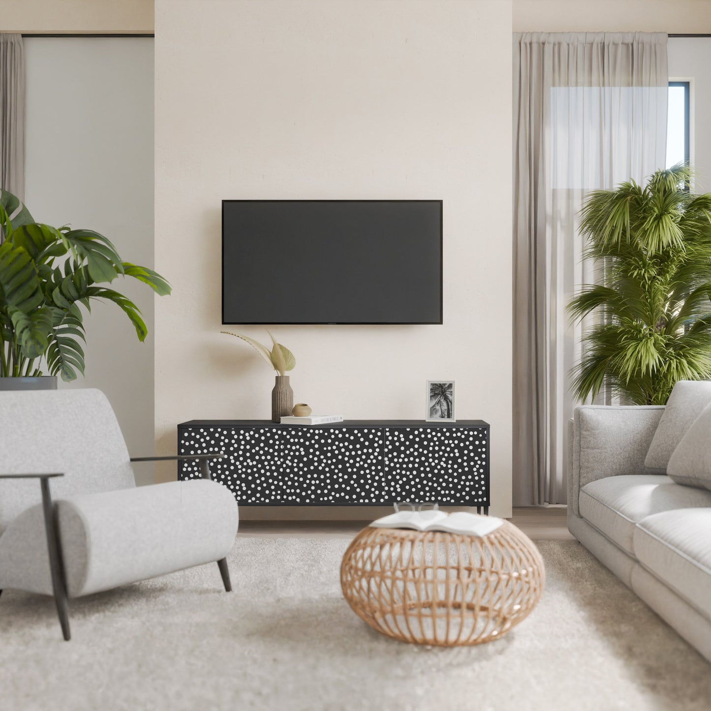 Mobile TV BLINDING LIGHTS a 3 ante con finitura nera