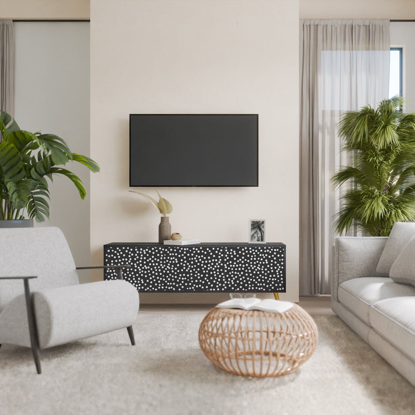 Mobile TV BLINDING LIGHTS a 3 ante con finitura nera