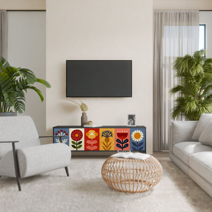 Mobile TV SCANDIC FLOWERET a 3 ante in finitura nera
