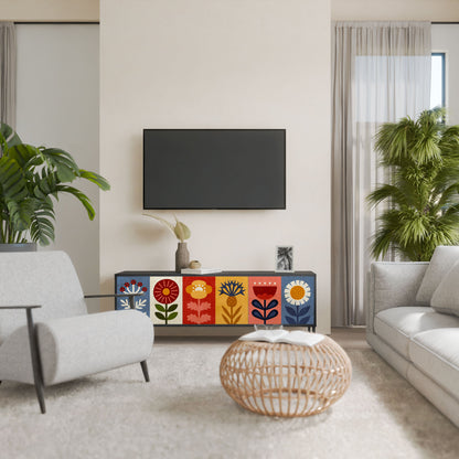 Mobile TV SCANDIC FLOWERET a 3 ante in finitura nera