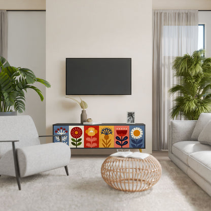 Mobile TV SCANDIC FLOWERET a 3 ante in finitura nera
