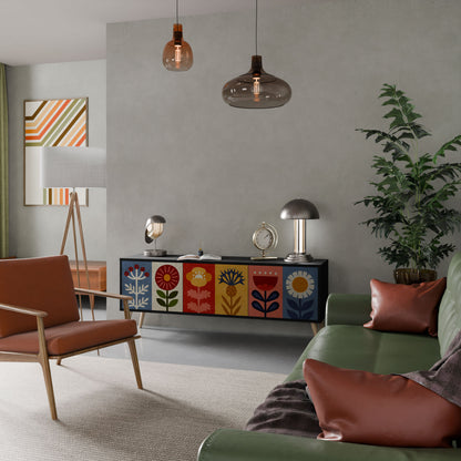 Mobile TV SCANDIC FLOWERET a 3 ante in finitura nera