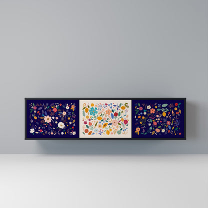 Mobile TV a 3 ante FLORAL COMBINATION in finitura nera
