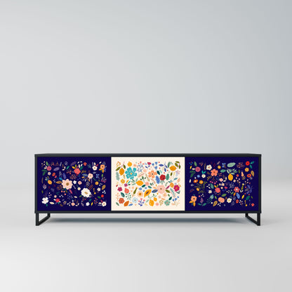 Mobile TV a 3 ante FLORAL COMBINATION in finitura nera