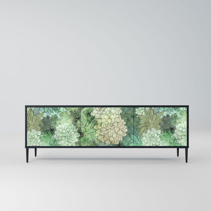 Mobile TV SUCCULENT CLUSTER a 3 ante con finitura nera