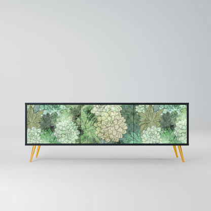 Mobile TV SUCCULENT CLUSTER a 3 ante con finitura nera