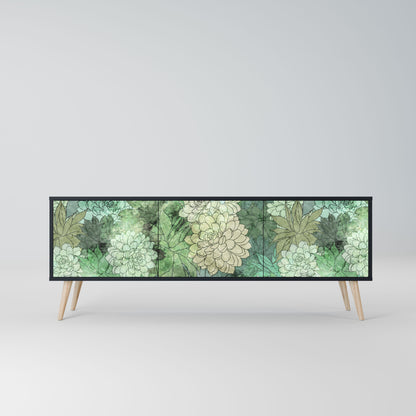Mobile TV SUCCULENT CLUSTER a 3 ante con finitura nera