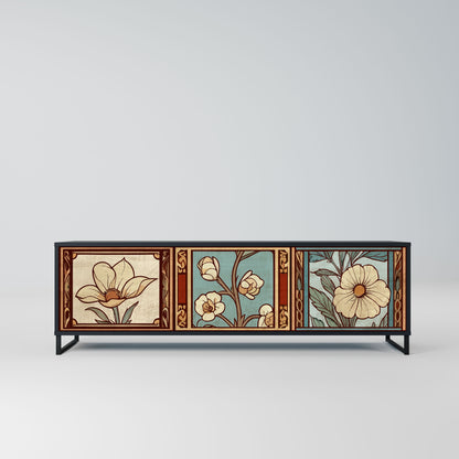 Mobile TV TIMELESS FLORA a 3 ante in finitura nera