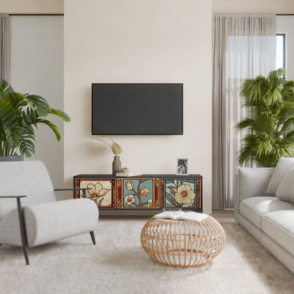 Mobile TV TIMELESS FLORA a 3 ante in finitura nera