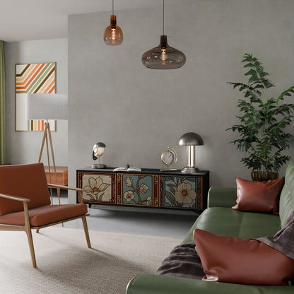 Mobile TV TIMELESS FLORA a 3 ante in finitura nera