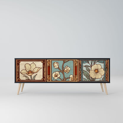 Mobile TV TIMELESS FLORA a 3 ante in finitura nera