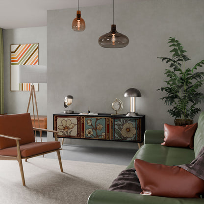 Mobile TV TIMELESS FLORA a 3 ante in finitura nera