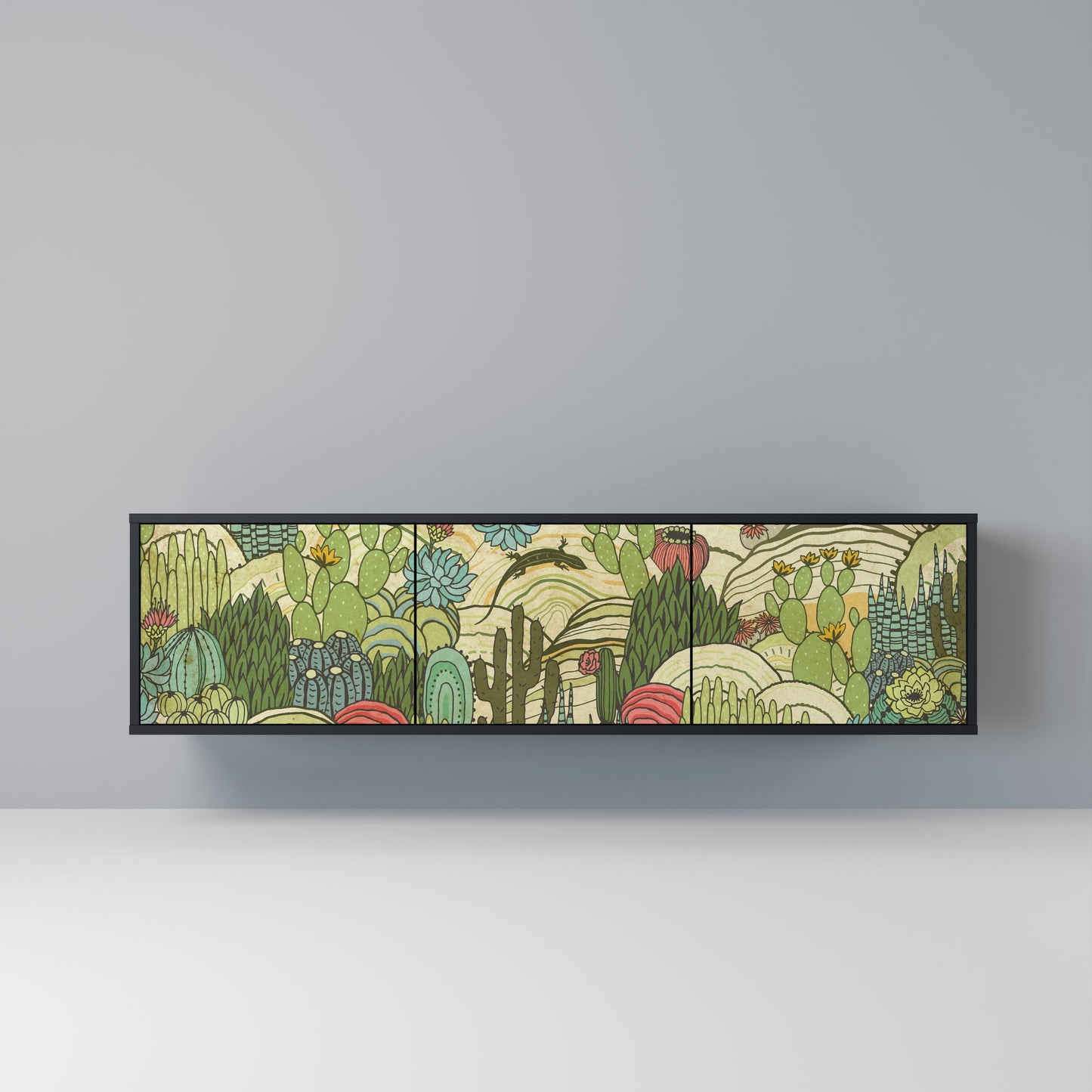 SUCCULENTS KALEIDOSCOPE Mobile TV a 3 ante in finitura nera