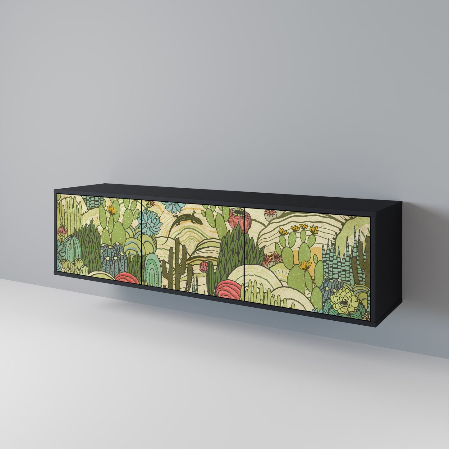 SUCCULENTS KALEIDOSCOPE Mobile TV a 3 ante in finitura nera