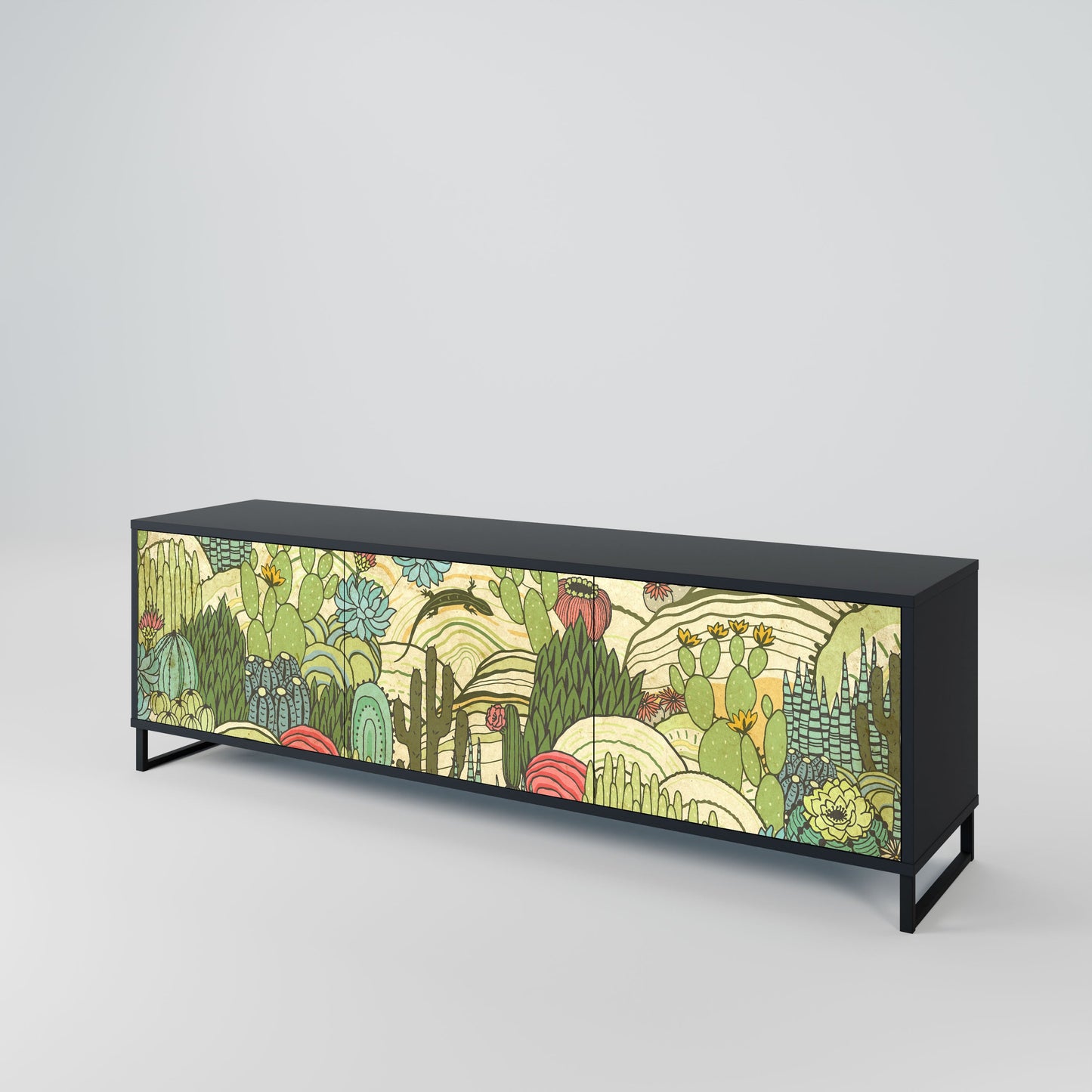 SUCCULENTS KALEIDOSCOPE Mobile TV a 3 ante in finitura nera