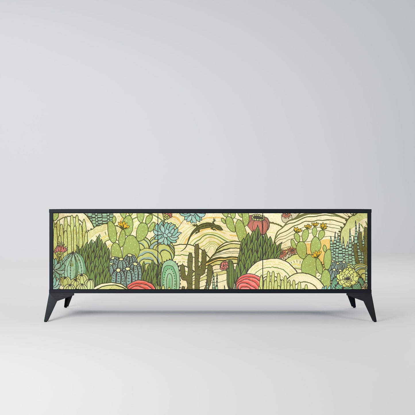 SUCCULENTS KALEIDOSCOPE Mobile TV a 3 ante in finitura nera