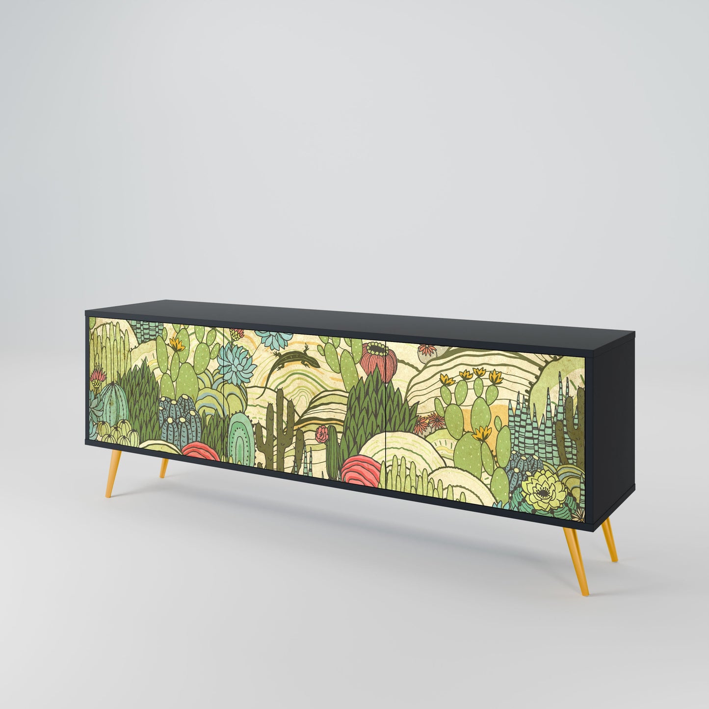 SUCCULENTS KALEIDOSCOPE Mobile TV a 3 ante in finitura nera