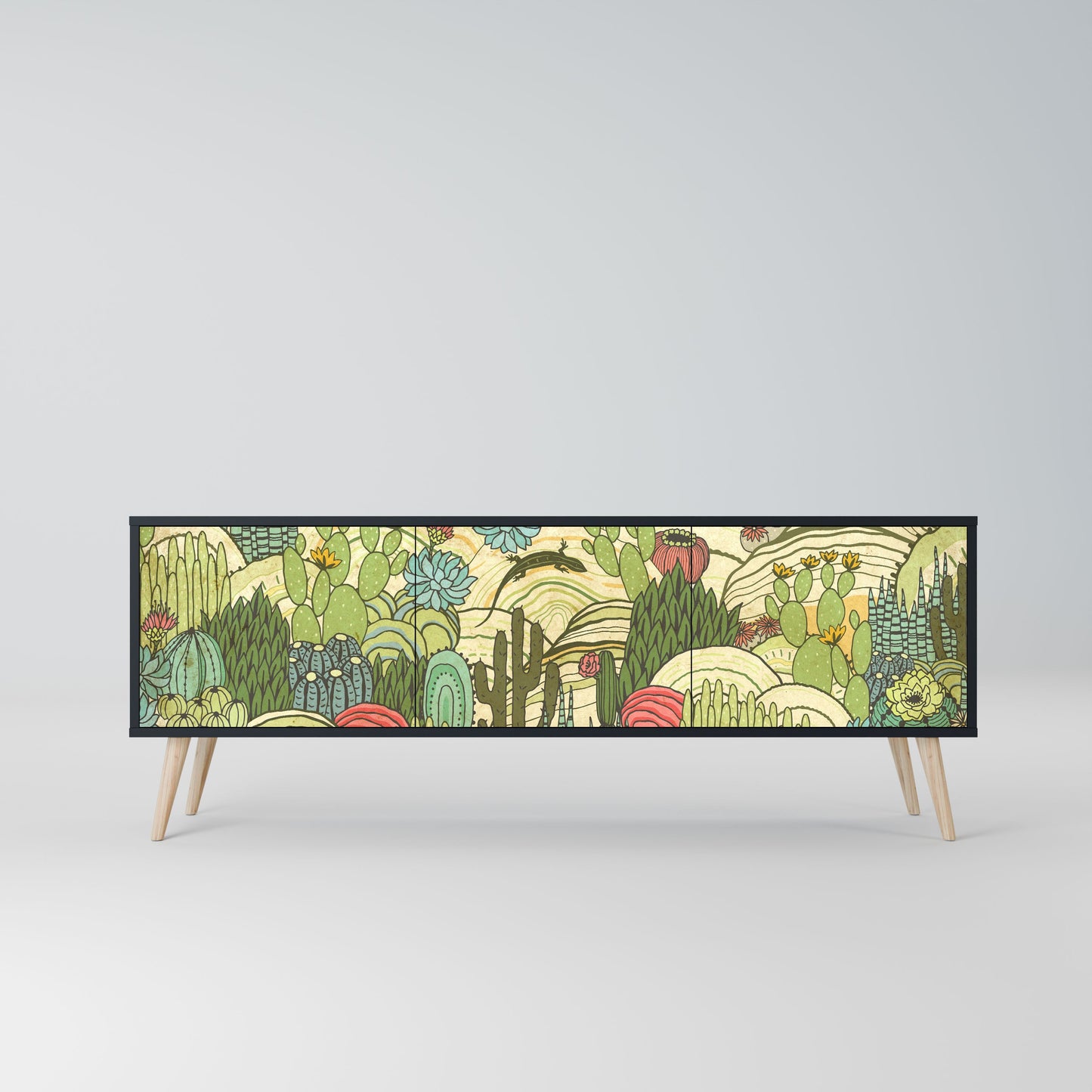 SUCCULENTS KALEIDOSCOPE Mobile TV a 3 ante in finitura nera