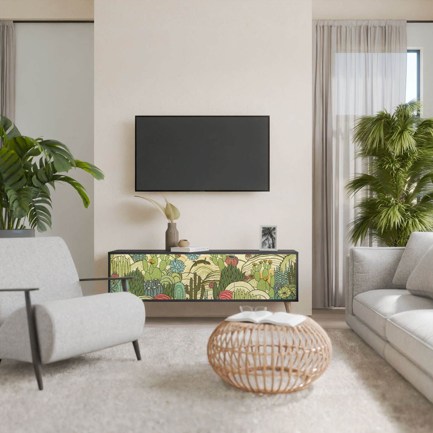 SUCCULENTS KALEIDOSCOPE Mobile TV a 3 ante in finitura nera