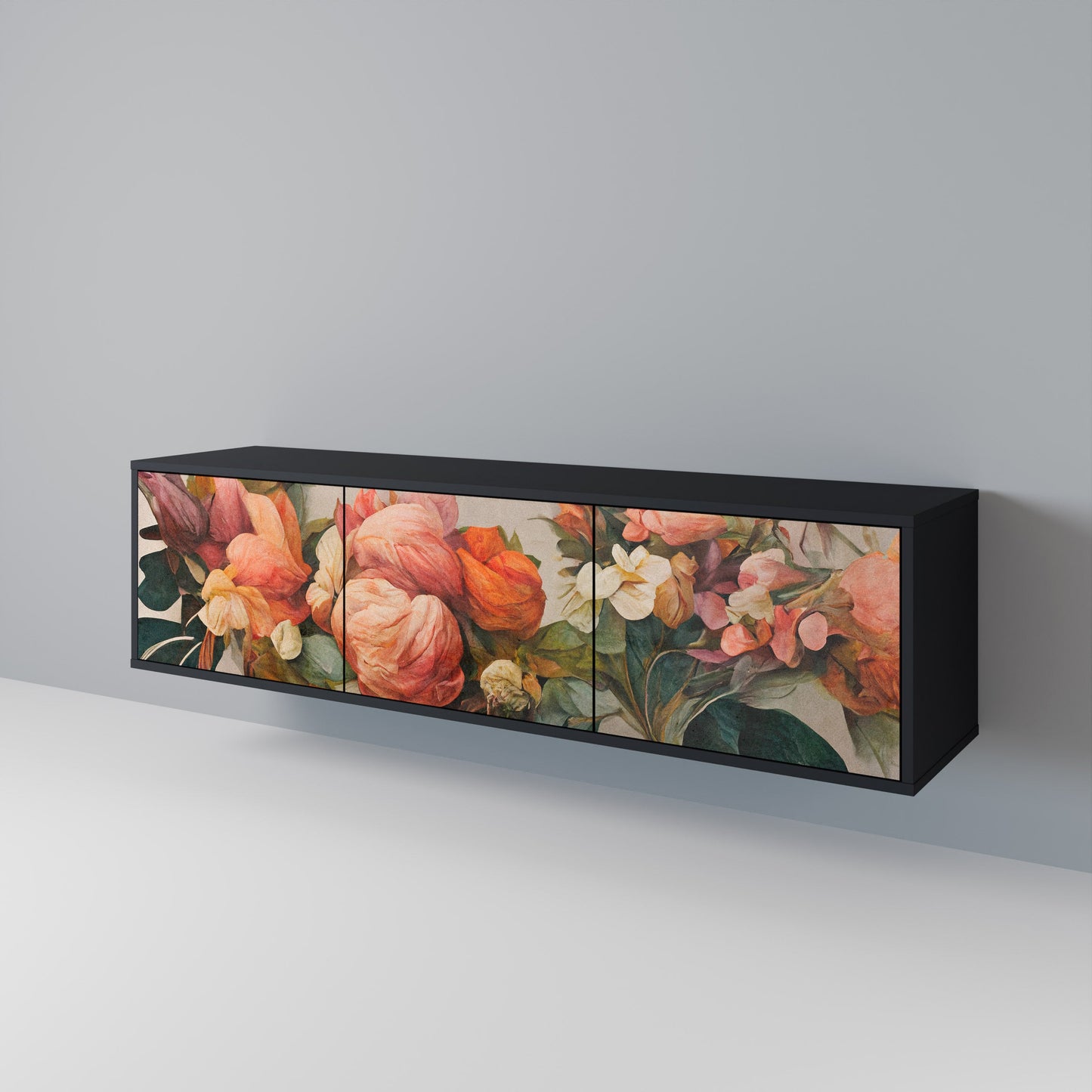Mobile TV STYLISH BEAUTY a 3 ante con finitura nera