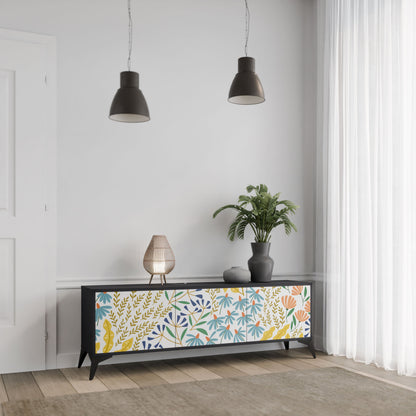 Mobile TV HELLO SPRING a 3 ante con finitura nera