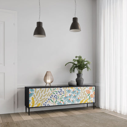 Mobile TV HELLO SPRING a 3 ante con finitura nera