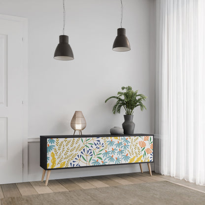 Mobile TV HELLO SPRING a 3 ante con finitura nera