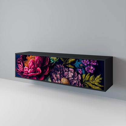 Mobile TV BLOOMING ELEGANCE a 3 ante con finitura nera